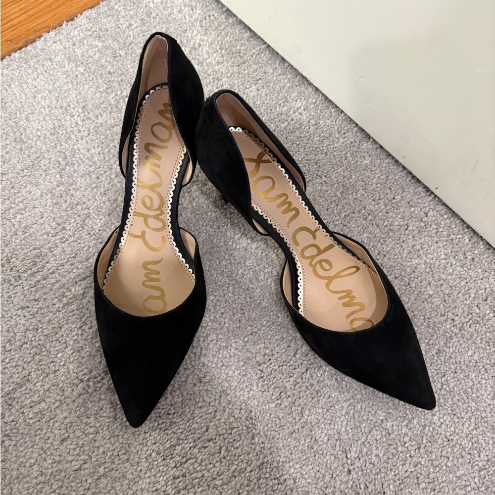 Sam Edelman Black Velvet Pointed Toe Heels 1 inch